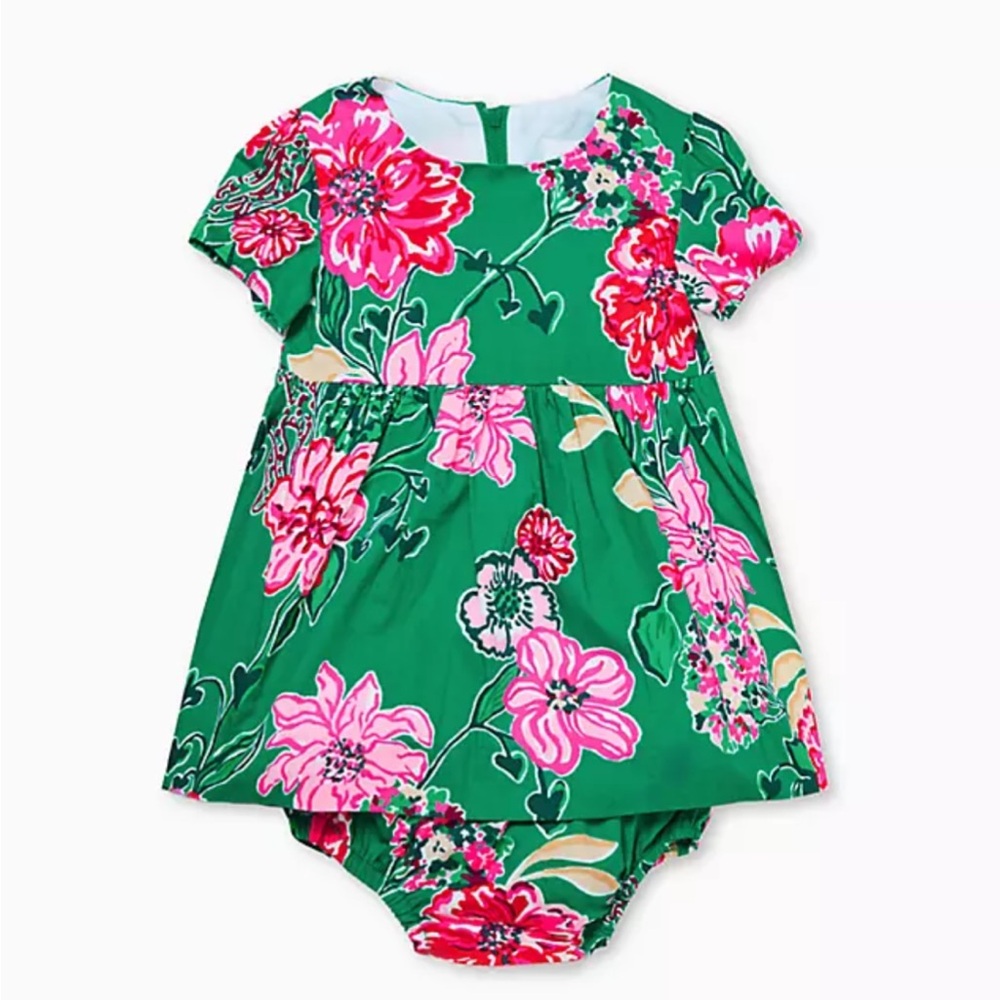 NWT Lilly Pulitzer - Girls Kelce Infant Baby Dress - Size: 12-18m - Green Floral